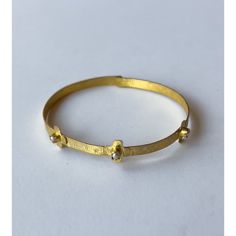 Gold Plated Silver × Pearl Bangle / Flowers