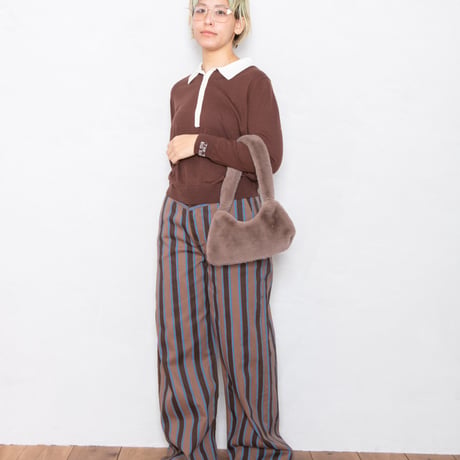 STRIPED YOKE TROUSERS BROWN