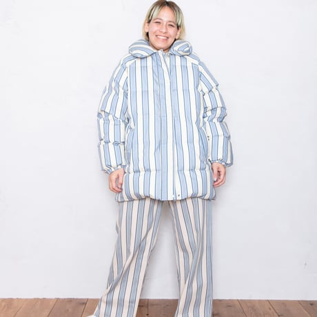 STRIPED YOKE TROUSERS  IVORY×BLUE