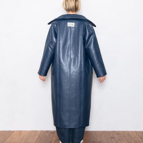 FAUX FUR LONG COAT NAVY
