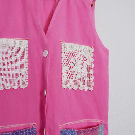 LINEN PACTH WORK VEST
