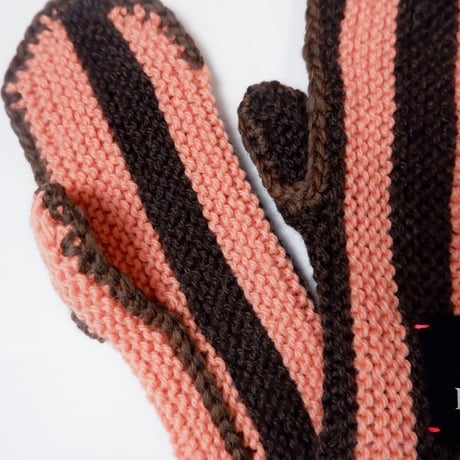 Mohair Knit Glove/orange×brown