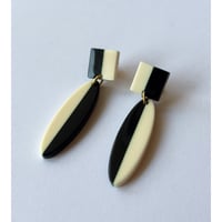 Acetate Earrings / Ovals & Squares / Black × Ivory
