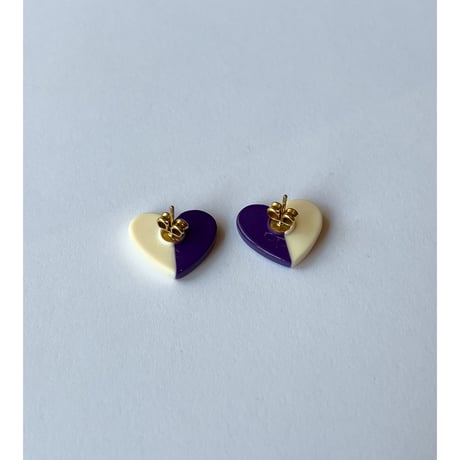 Acetate Earrings / Hearts / Purple × Ivory