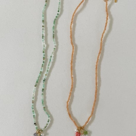 Heart Crystal ✖️color beads necklace