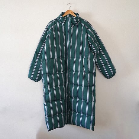 ストライプ ロングダウン（Green × White/Navy）｜THE TINY BIG SISTER
