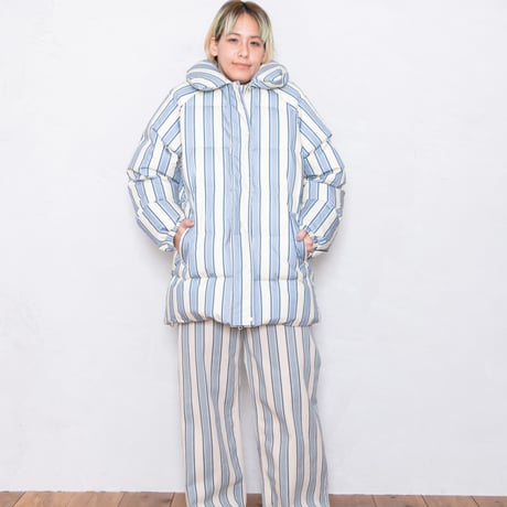 STRIPED YOKE TROUSERS  IVORY×BLUE