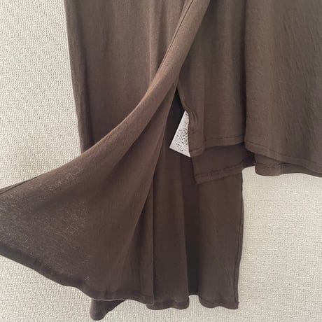Asymmetry tank-top  Dark brown/White/Beige