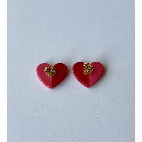 Acetate Earrings / Hearts / Red × Pink