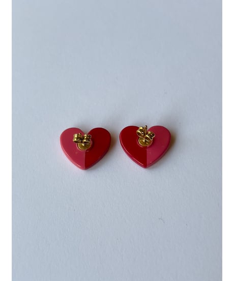 Acetate Earrings / Hearts / Red × Pink