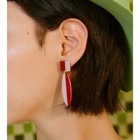 Acetate Earrings / Ovals & Squares / Bordeaux × Mauve Pink