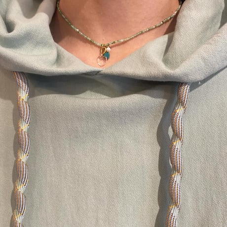 Heart Crystal ✖️color beads necklace