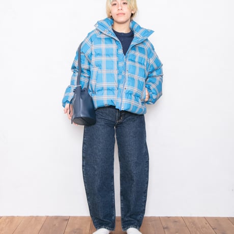 CHECK SHORT JACKET  BLUE