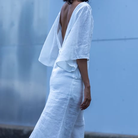 Linen cape sleeve dress