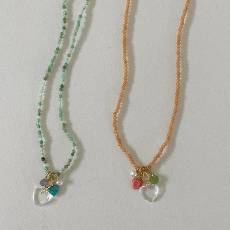 Heart Crystal ✖️color beads necklace