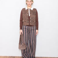STRIPED YOKE TROUSERS BROWN