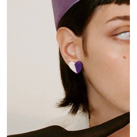 Acetate Earrings / Hearts / Purple × Ivory