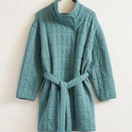 QUILT JACQUARD COAT GREEN BLUE