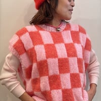 Mohair Knit Vest Sweater/pink block