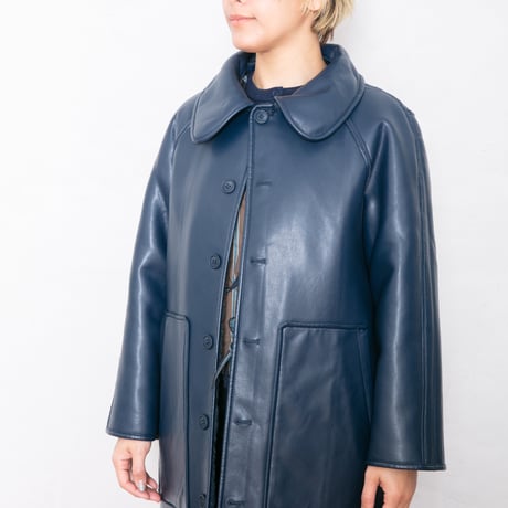 FAUX FUR LONG COAT NAVY