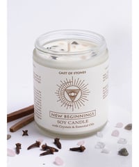 NEW BEGINNINGS CANDLE W/ CRYSTALS AND ESSENTIAL OILS