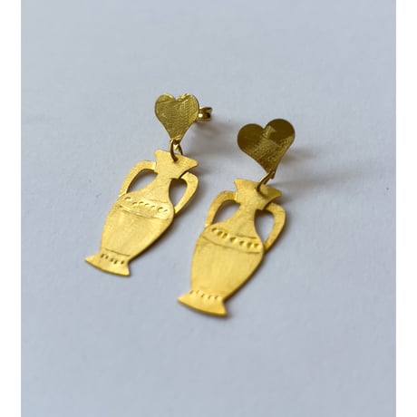 Gold Plated Silver Earrings / Pots & Hearts