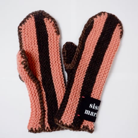 Mohair Knit Glove/orange×brown