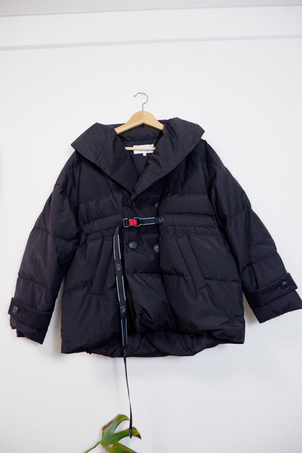OceanLab - Sky Falls Down レコード カバーなし RECYCLED DOWN OVERLAY SHAWL COLLAR COAT / BLACK