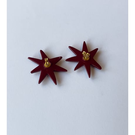Acetate Earrings / Flowers / Pink × Bordeaux