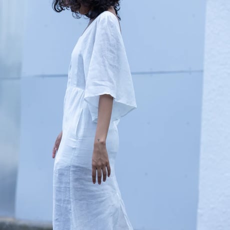 Linen cape sleeve dress