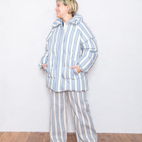 STRIPED YOKE TROUSERS  IVORY×BLUE