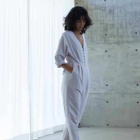 Cotton linen jump suit