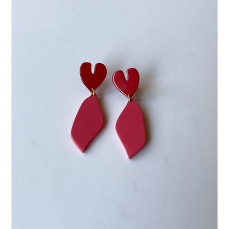 Acetate Earrings / Hearts & Somethings / Red × Pink