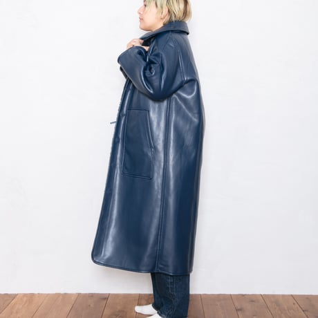 FAUX FUR LONG COAT NAVY