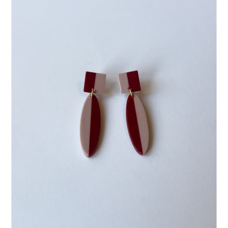 Acetate Earrings / Ovals & Squares / Bordeaux × Mauve Pink