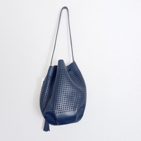 AUGUSTA PERFORATED LEATHER BAG/NAVY