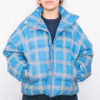 CHECK SHORT JACKET  BLUE