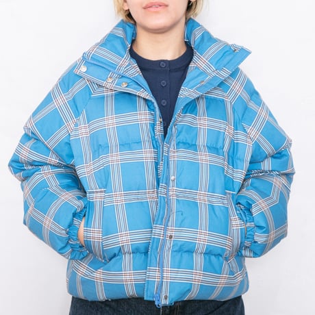 CHECK SHORT JACKET  BLUE
