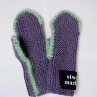 Mohair Knit Glove/purple×Tiffany