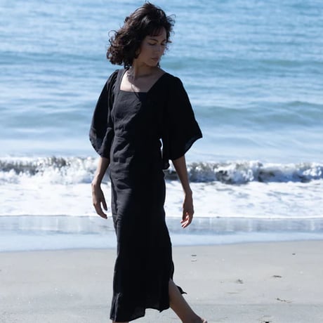 Linen cape sleeve dress