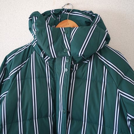 ストライプ ロングダウン（Green × White/Navy）｜THE TINY BIG SISTER