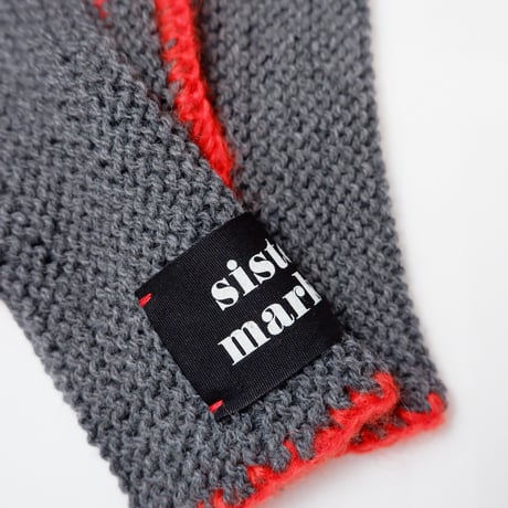 Mohair Knit Glove/gray×orange