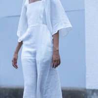 Linen cape sleeve dress