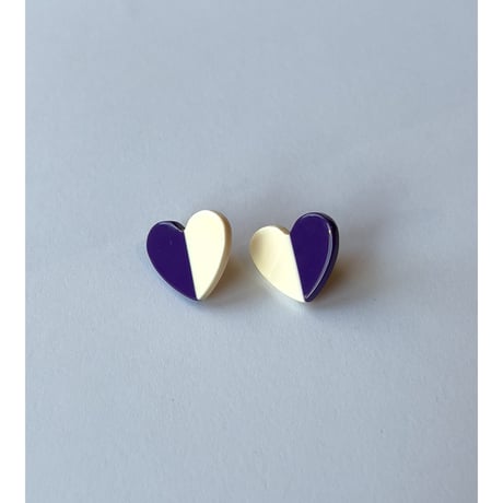 Acetate Earrings / Hearts / Purple × Ivory