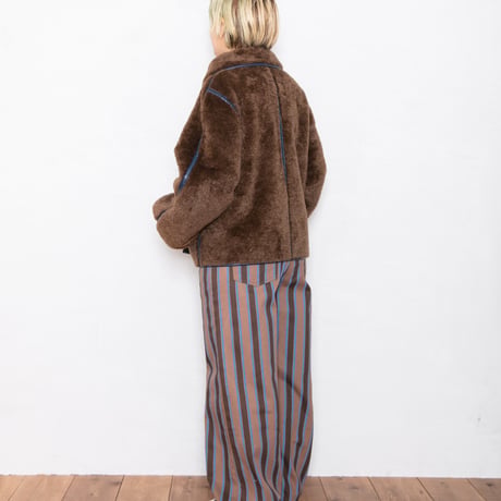 STRIPED YOKE TROUSERS BROWN