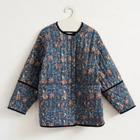 BLOCK PRINT QUILTED JACKET/BLUE