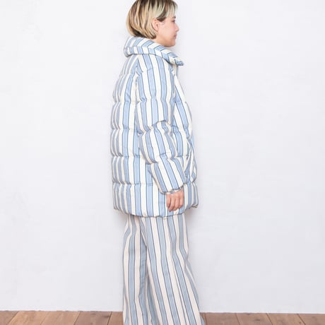 STRIPED YOKE TROUSERS  IVORY×BLUE
