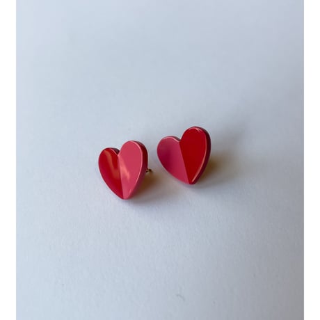 Acetate Earrings / Hearts / Red × Pink