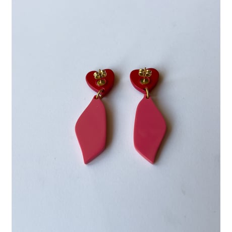 Acetate Earrings / Hearts & Somethings / Red × Pink