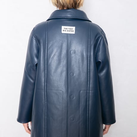 FAUX FUR LONG COAT NAVY